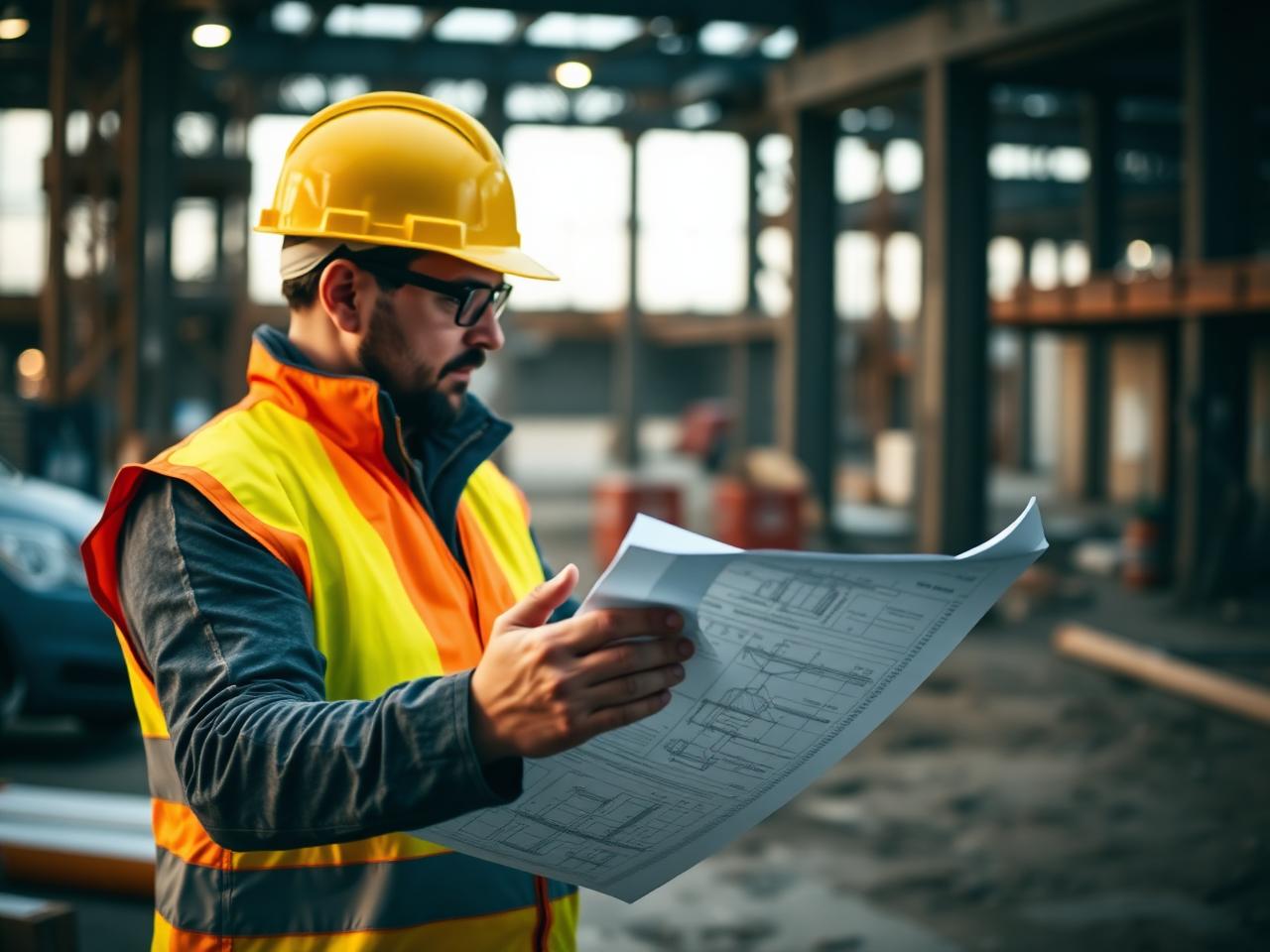 Perabuild Ltd foreman reviewing blueprints on site